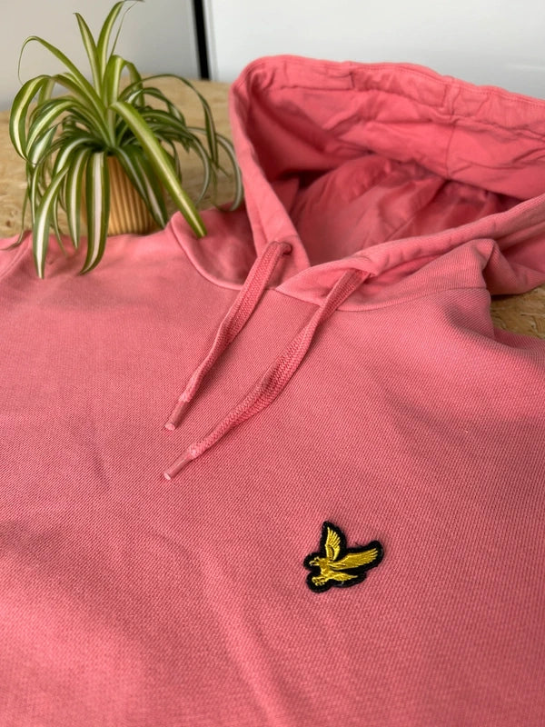 Lyle & Scott hoodie – roze (maat XS, 100% katoen)