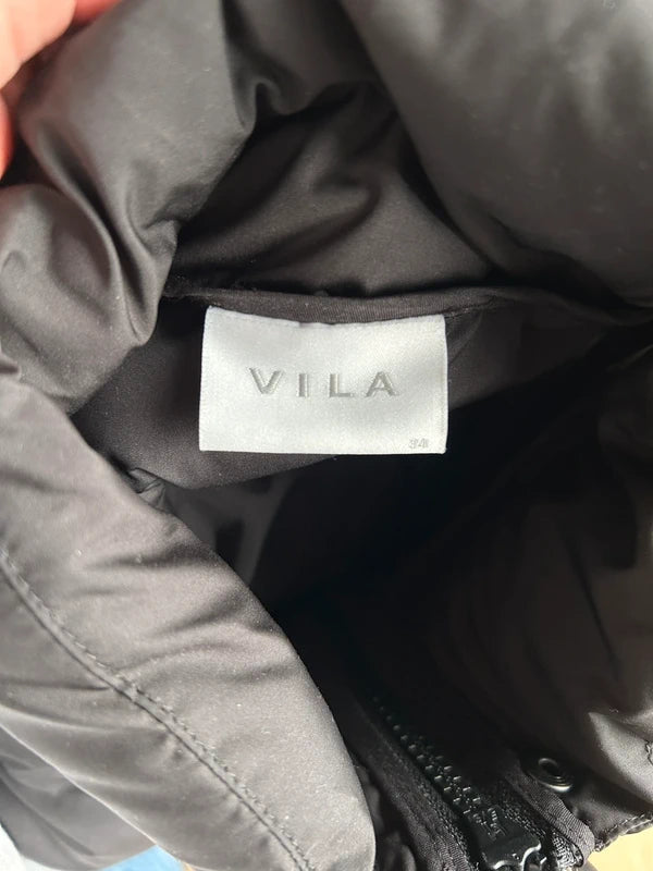VILA lange puffer bodywarmer – zwart (maat XS-S)