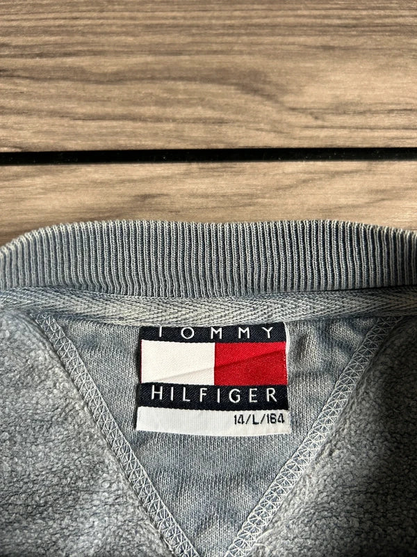 Tommy Hilfiger grijze/petrol sweater – maat L