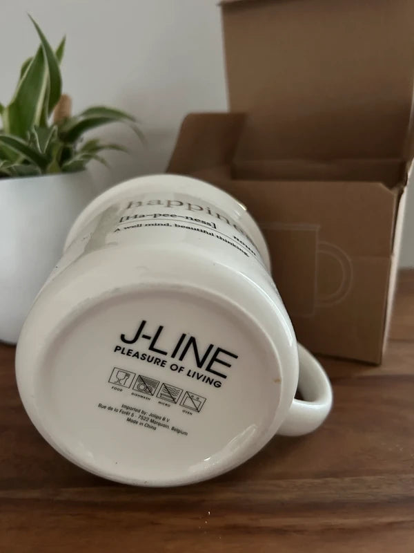 ☕ J-Line Message Mug “Happiness” – Nieuw in doos