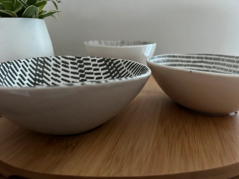 🍢 4-delige apero set – Maison du Monde | keramiek & houten serveerplank