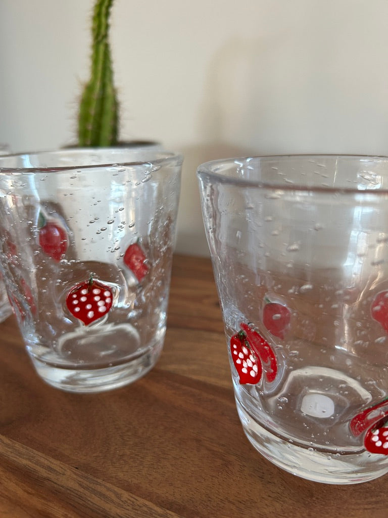 π Set van 3 SIA Drinkglazen β’ Aardbeienmotief β Zomers & Handgemaakt Effect