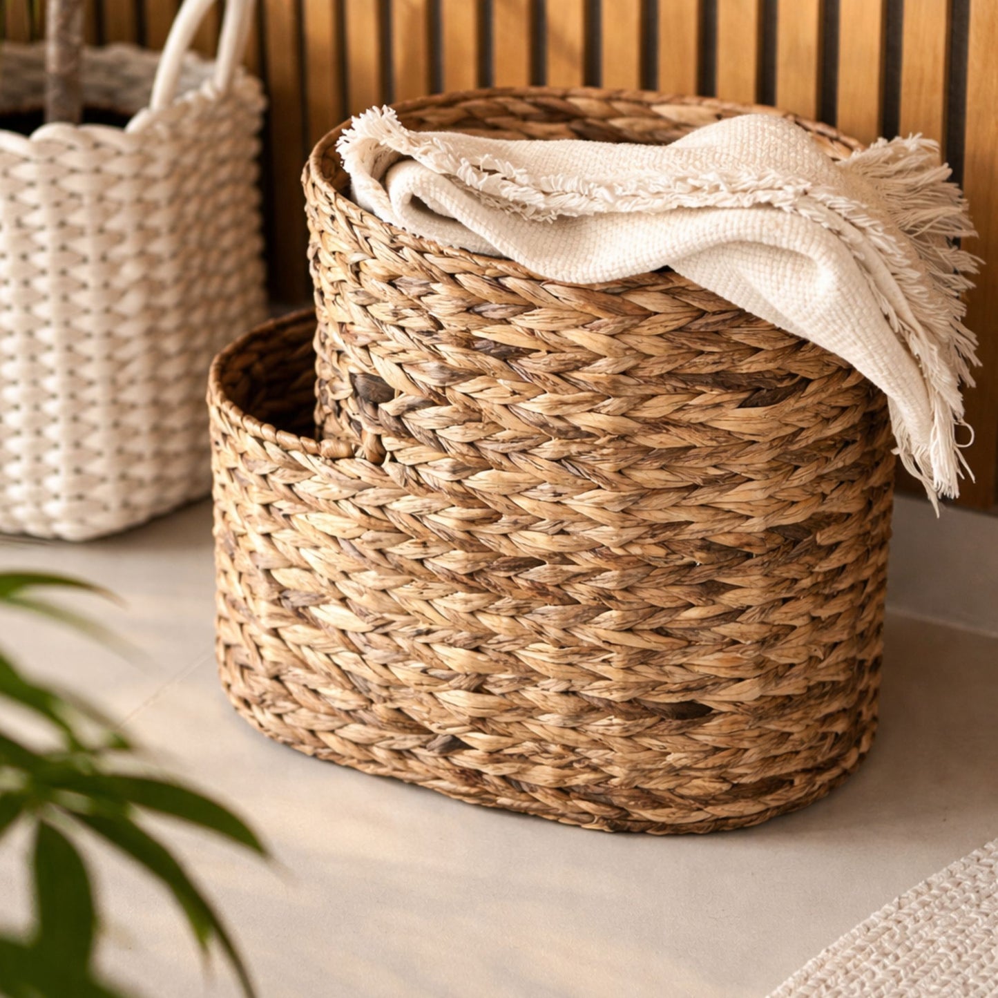 Gevlochten opbergmand in naturel – boho & tijdloos