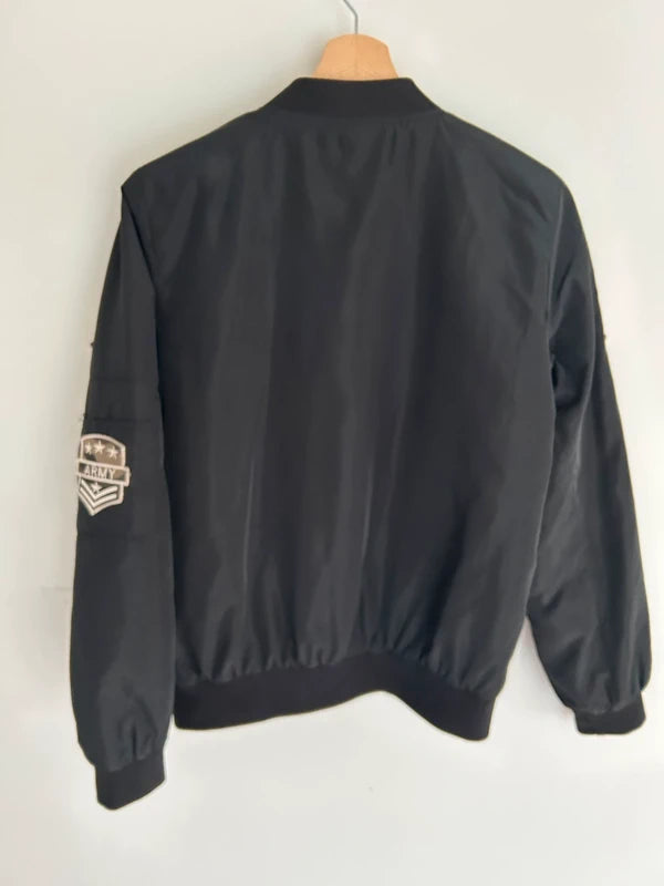 VILA bomberjack – army style (maat S, zwart met patches)