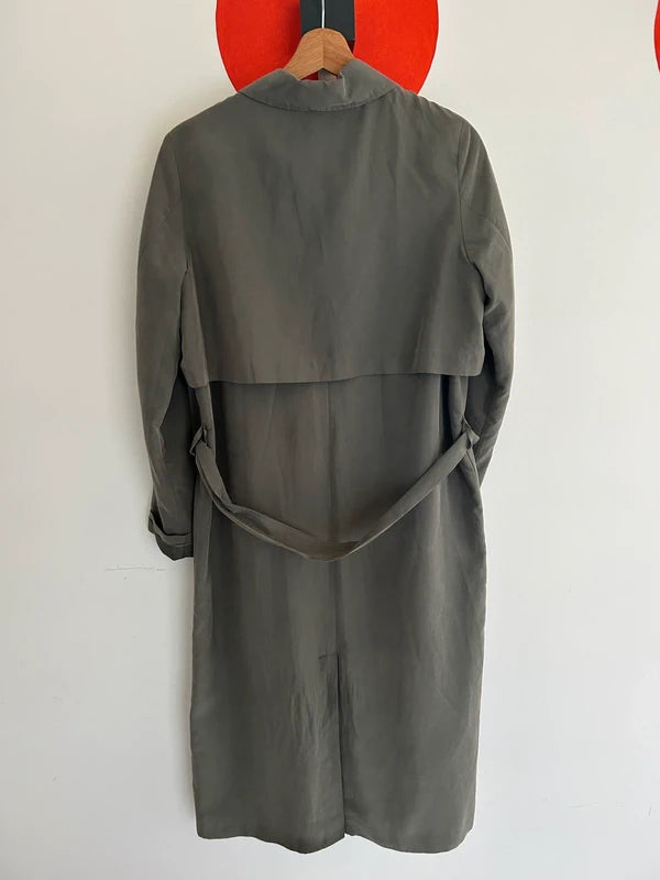 Monki lange trenchcoat – kaki groen (maat S)