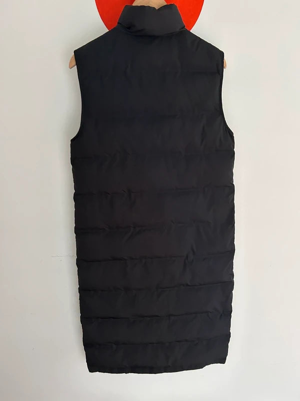VILA lange puffer bodywarmer – zwart (maat XS-S)