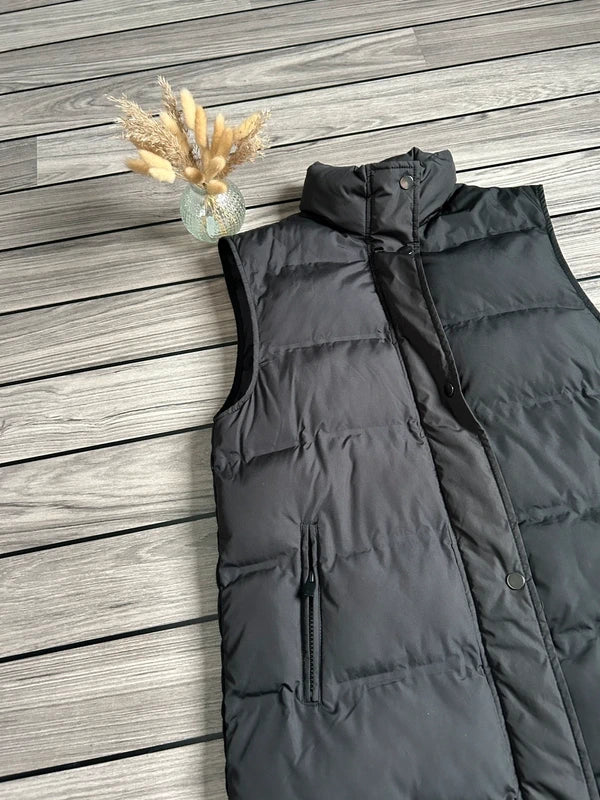 VILA lange puffer bodywarmer – zwart (maat XS-S)