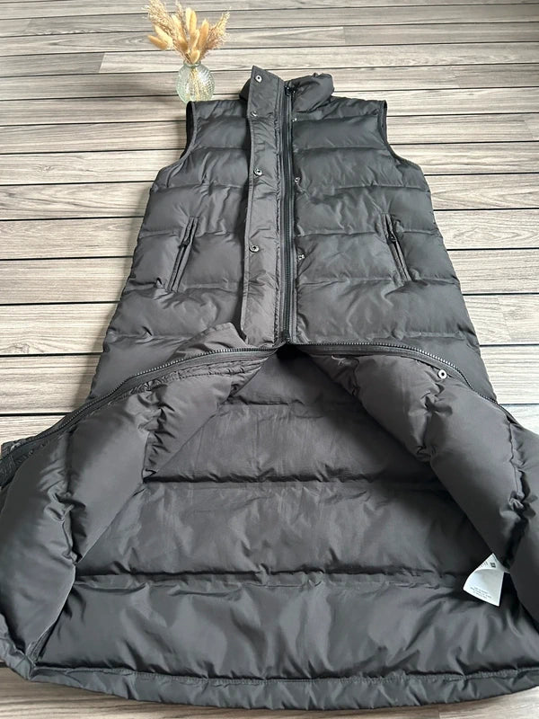 VILA lange puffer bodywarmer – zwart (maat XS-S)