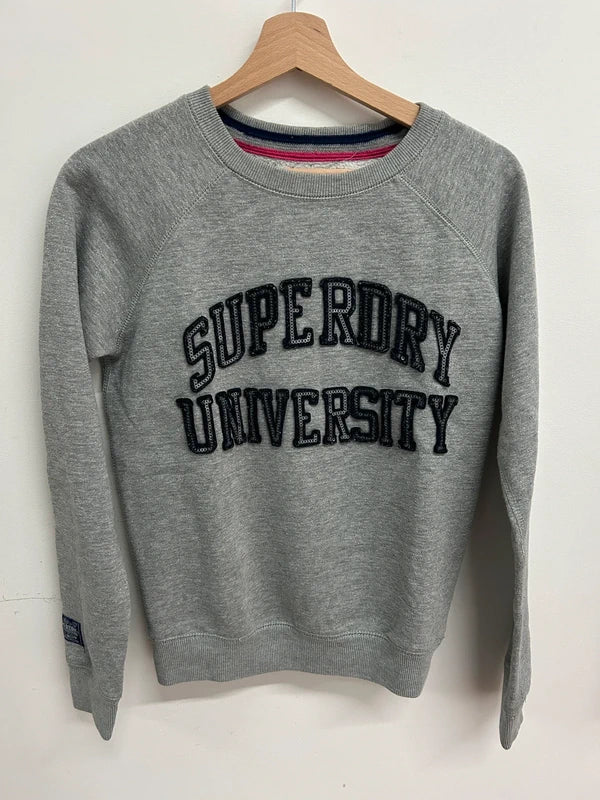 Superdry University Glitter sweater – grijs (maat XS)