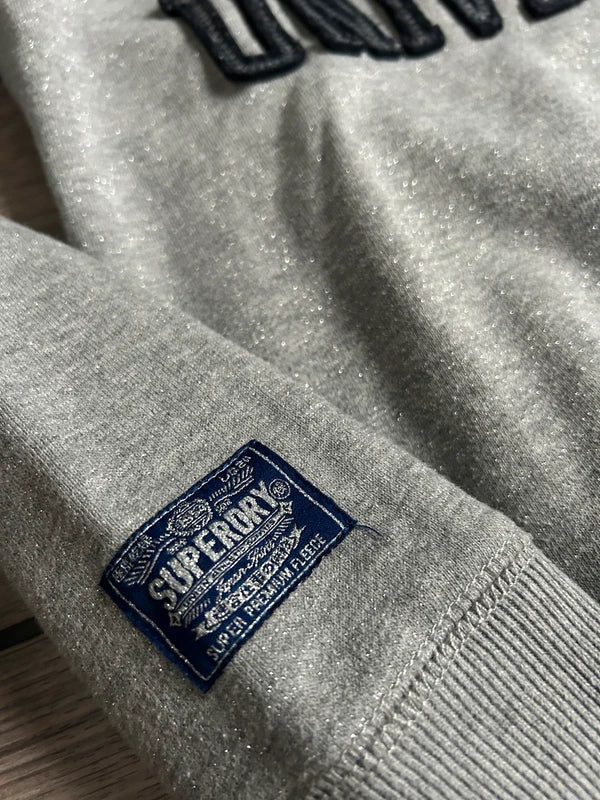 Superdry University Glitter sweater – grijs (maat XS)