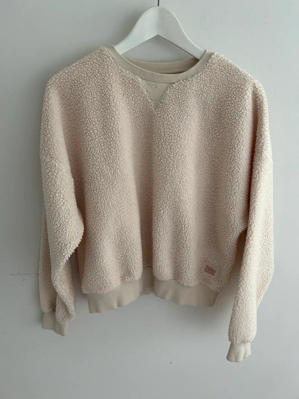 Teddy sweater “Fish & Chips” – crème (maat 170/SM)