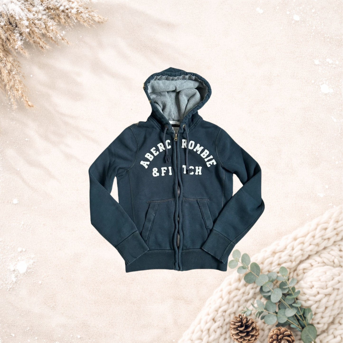 Abercrombie & Fitch hoodie met rits – donkerblauw (maat S)