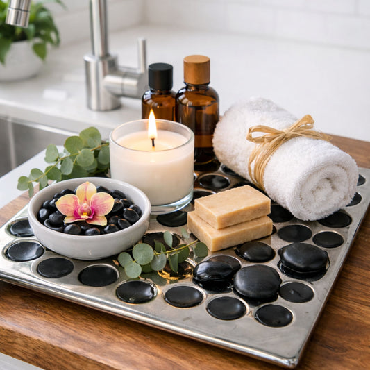 Design schaal met zwart reliëfpatroon | modern & tijdloos décor