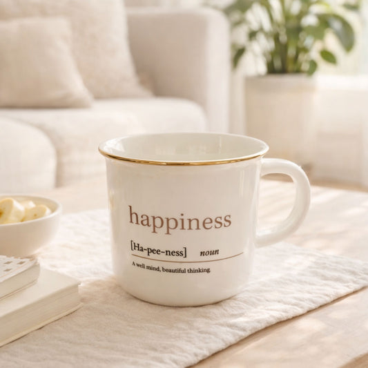 ☕ J-Line Message Mug “Happiness” – Nieuw in doos
