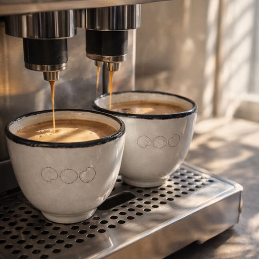 ☕ Handgemaakte Keramische Tassen – Set van 2 | Scandinavische Look (Gesigneerd)