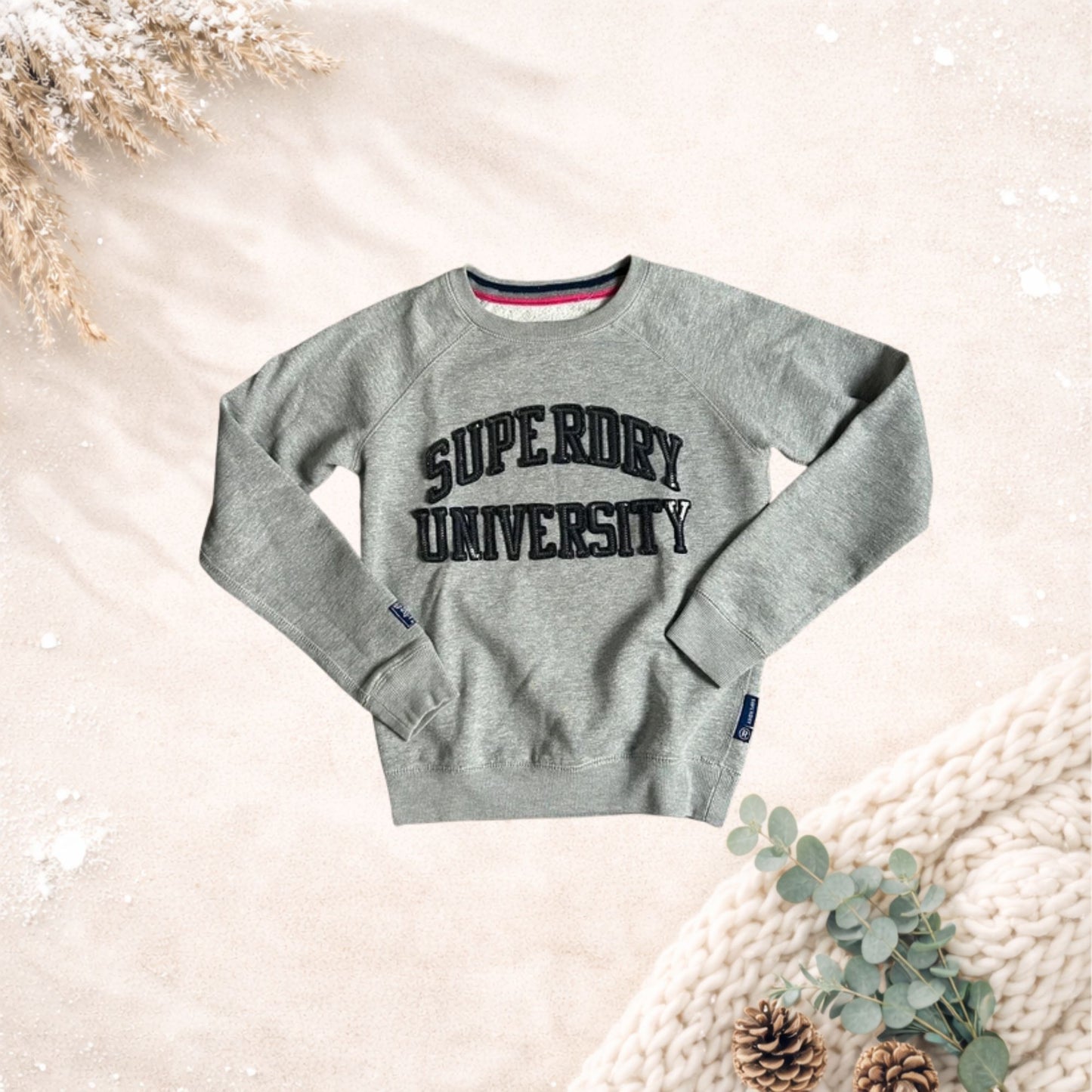 Superdry University Glitter sweater – grijs (maat XS)