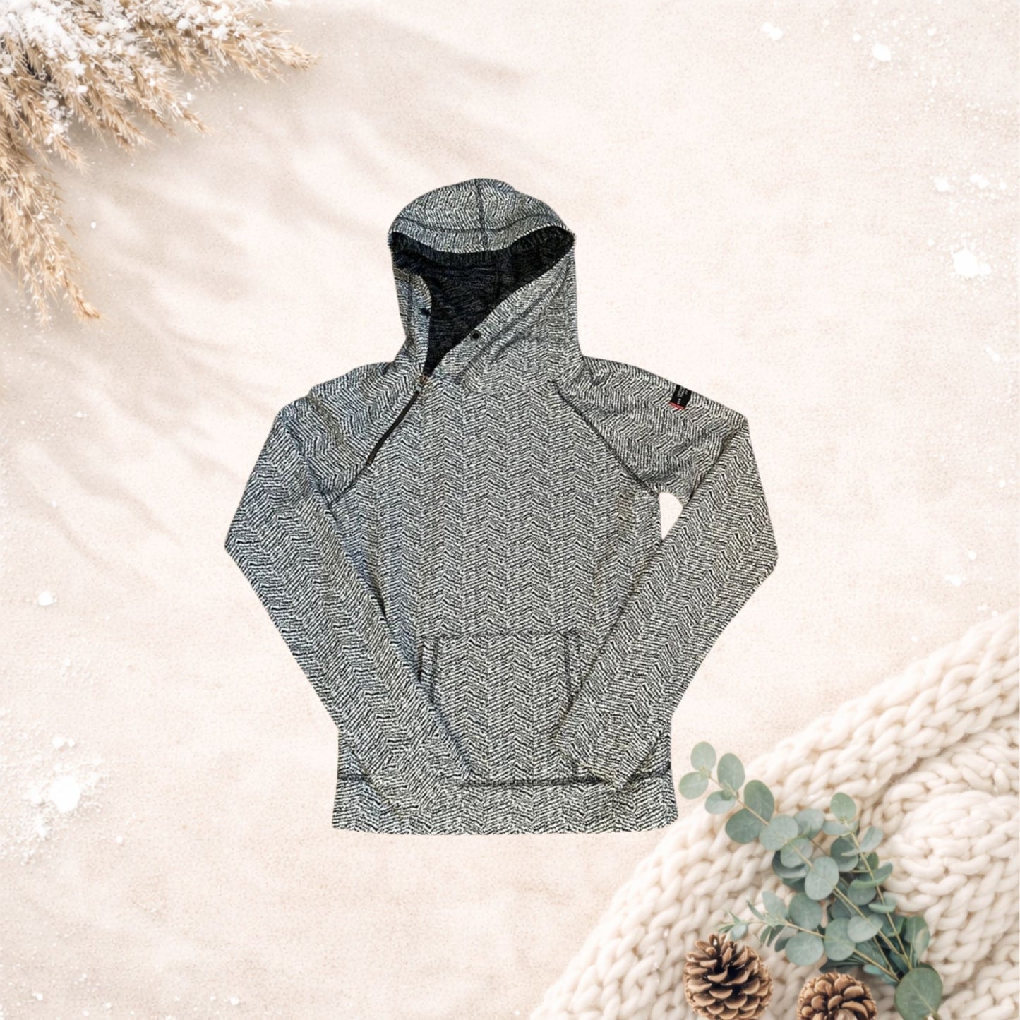 Superdry hoodie – zwart/wit zigzag (maat XS)