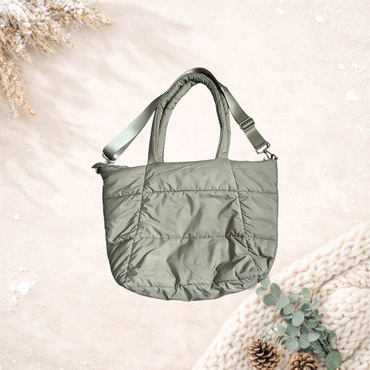 👜 Gewatteerde Shopper & Werktas – Met Laptop- & Tabletvak (Beige/Khaki)