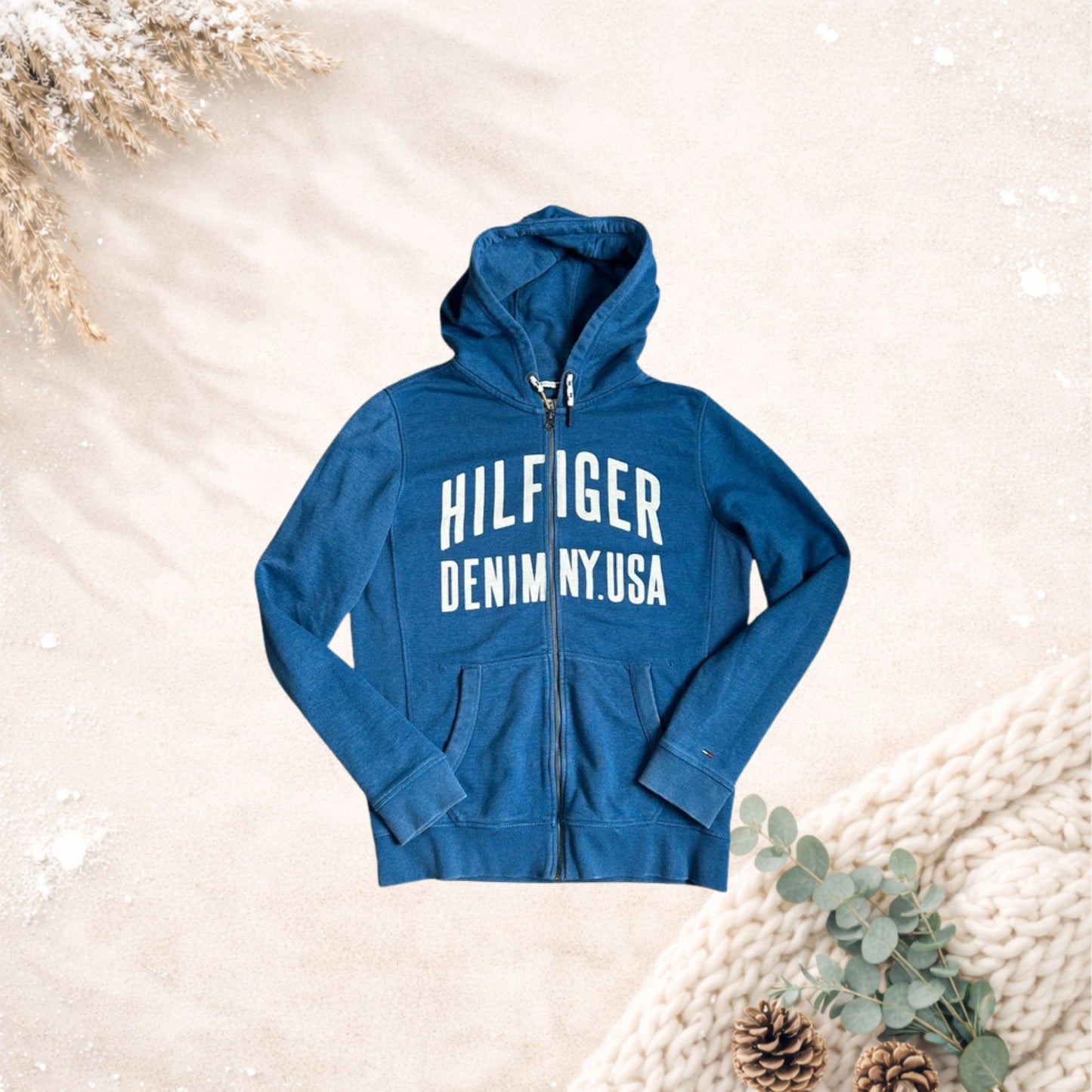 Tommy Hilfiger hoodie met rits – blauw (maat L)